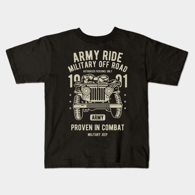 Army Ride Jeep | Miliarty Rides | WW2 US Army | Military Vehicles Kids T-Shirt by MrWatanabe